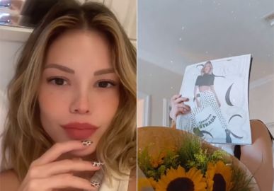 Vitória Strada ganha buquê de flores de Marcella Rica e se emociona