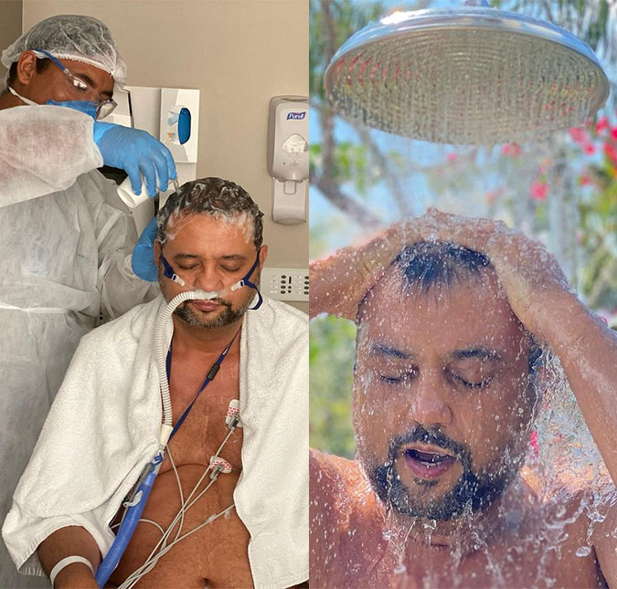 Geraldo Luís relata momento de <I>fragilidade extrema</I> e comemora primeiro banho sozinho pós-Covid: <I>Olhei cada gota e orei</I>