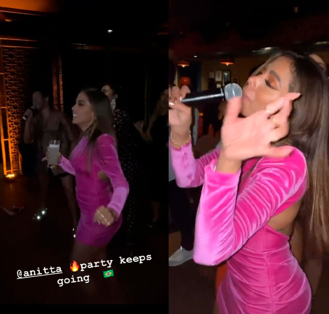 Com vestido avaliado em 26 mil reais, Anitta curte noite de <i>karaokê</i> em Miami!