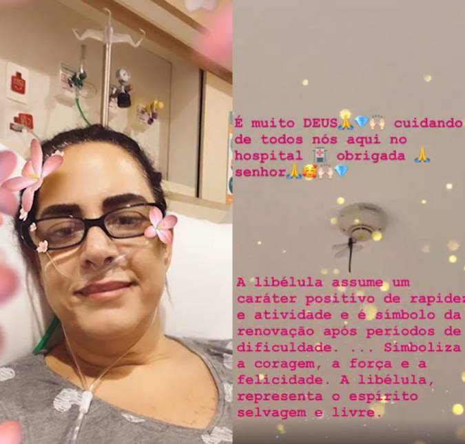 Internada com coronavírus, Silvia Abravanel mostra libélula no hospital: <i>É muito Deus cuidando de todos nós aqui</i>