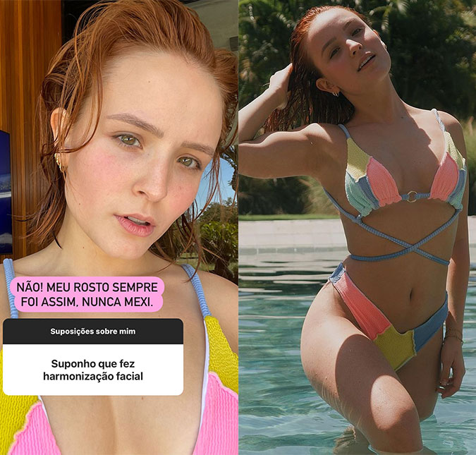Larissa Manoela encanta ao posar de biquíni e nega ter feito harmonização facial: <I>Meu rosto sempre foi assim</I>