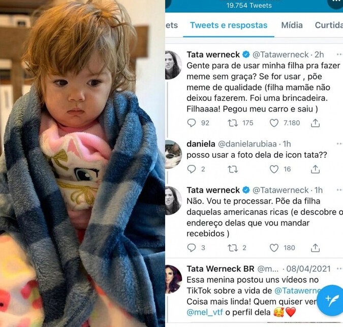 Tatá Werneck se irrita com <i>meme</i> usando foto da filha: <i>Isso é escroto</i>