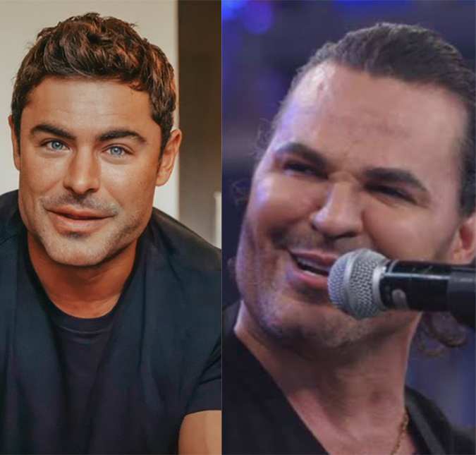 Zac Efron aparece irreconhecível, fãs dizem que ele fez harmonização facial e o comparam com Eduardo Costa