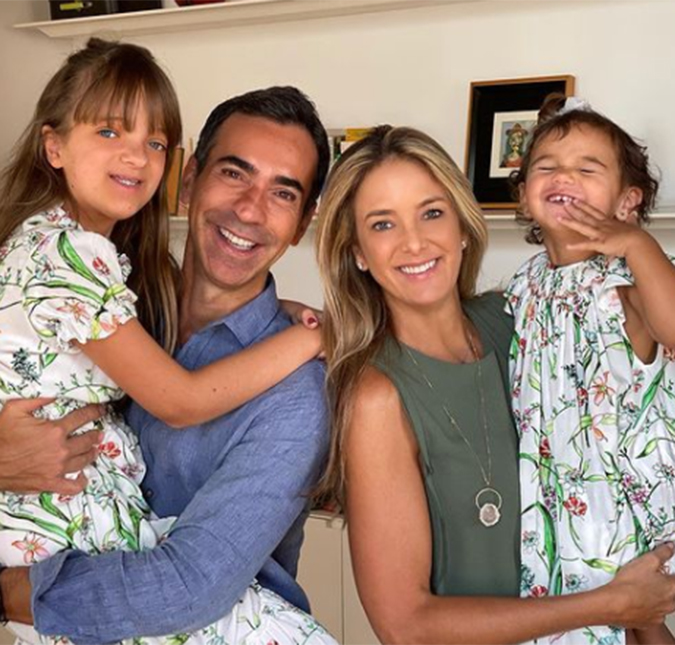 Ticiane Pinheiro mostra alegria das filhas quando César Tralli chega do trabalho: <i>Meu coração não aguenta tanto amor</i>