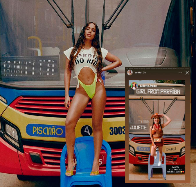 Anitta reposta montagem de Juliette, do <i>BBB21</i>, e fãs enlouquecem; entenda!