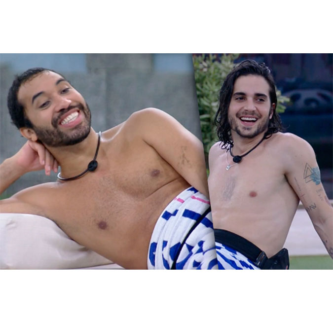 Fiuk e Gilberto dão selinho e pulam sem roupa na piscina após escaparem do paredão no <i>BBB21</I>