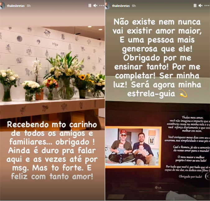 Perfil de Paulo Gustavo presta homenagem ao ator e Thales Bretas mostra flores e faz agradecimento: <i>Estou forte!</i>