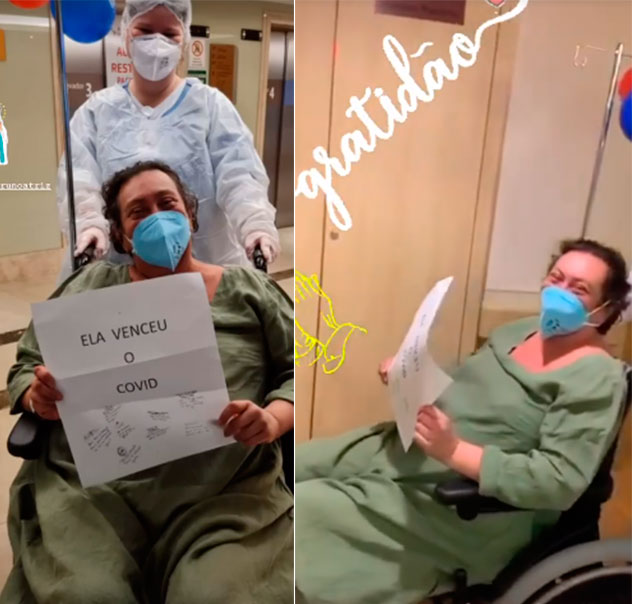 Atriz Bárbara Bruno deixa o hospital após se curar da Covid-19