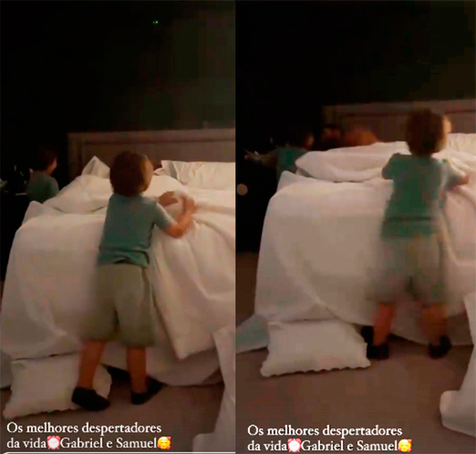 Andressa Suita mostra Gusttavo Lima na cama e filhos roubam a cena; veja!