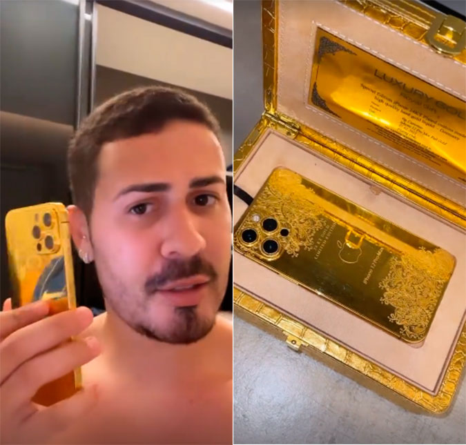 Carlinhos Maia é presenteado com celular de ouro avaliado em 100 mil reais; veja