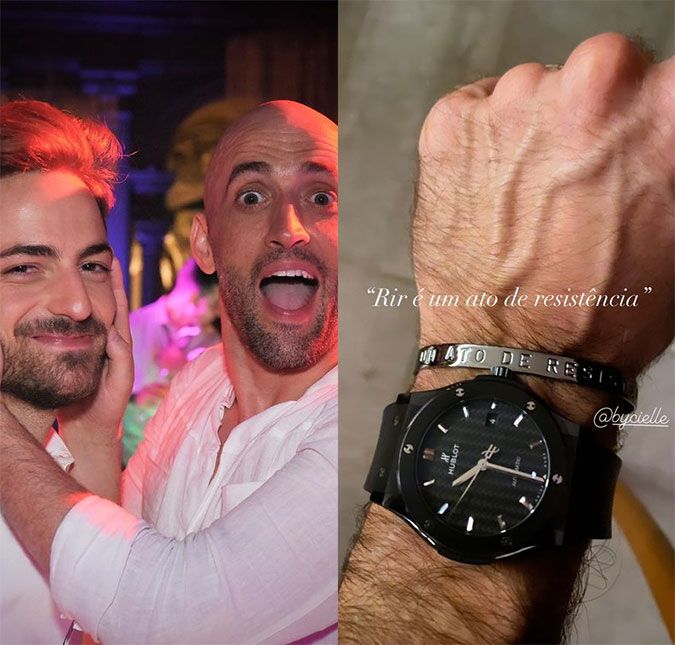 Thales Bretas ganha pulseira com frase memorável de Paulo Gustavo: <I>Rir é um ato de resistência</I>