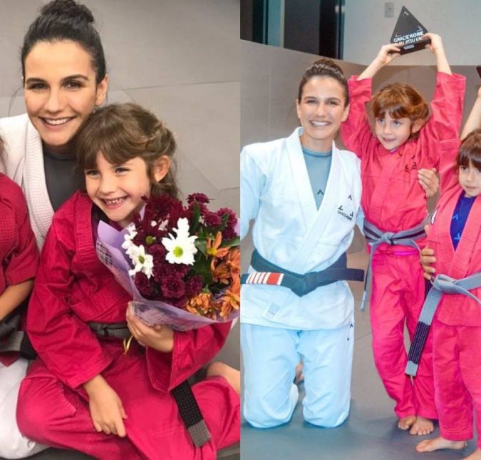 Kyra Gracie, esposa de Malvino Salvador, demonstrou todo o seu orgulho no dia de troca de faixa de suas filhas, Ayra e Kyara, no jiu-jitsu! No Instagram, ela escreveu o seguinte texto: Mais um passo dado rumo à faixa preta. Ayra conquistou a faixa cinza e preta (terceira faixa após a branca) e Kyara, a cinza (segunda faixa). A importância do simbolismo por trás da troca de uma faixa: ela nunca é dada pelo professor(a) (não é um presente), mas sim conquistada pelo aluno(a). É necessário ter objetivos, determinação, resiliência e foco para essa conquista. No tatame e na vida nada vem de graça e o quão importante é que elas aprendam a não desistir desde novas. Sempre sonhei em ter meus filhos no tatame seguindo com a filosofia de vida do Jiu-Jitsu e estou vivendo isso com muita alegria. Meu coração transborda de felicidade. Que orgulho plantar essa sementinha do meu legado para minhas filhas e tantos queridos alunos.