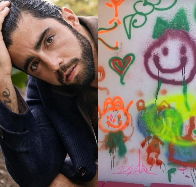 Pedro Scooby mostra arte dos filhos na parede e tem pequena discussão com Luana Piovani