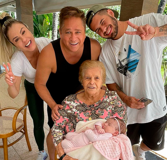 Mãe de Leonardo conhece a bisneta, Maria Alice: <i>Momento único</i>; veja!