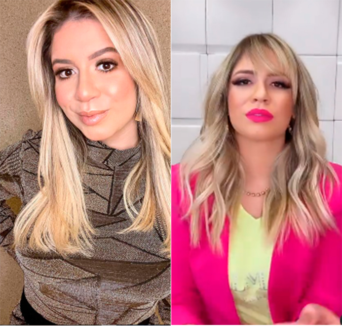 Marília Mendonça muda o visual, aparece com franja e recebe elogio de Murilo Huff: <i>Que gata</i>