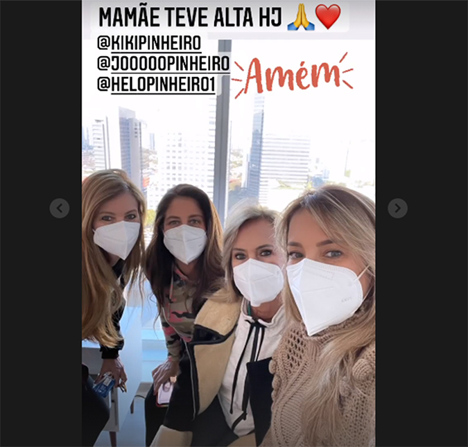Ticiane Pinheiro comemora alta de Helô Pinheiro após cirurgia para retirada de nódulo na tireóide