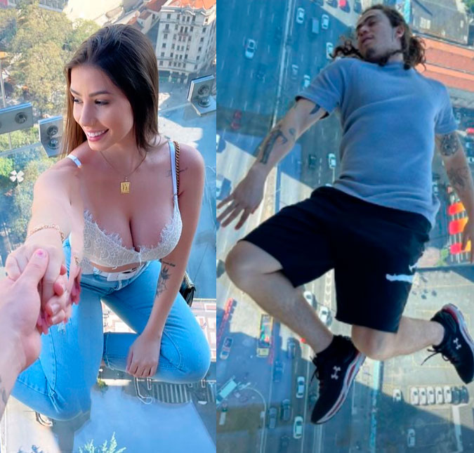 Whindersson Nunes e Maria Lina Deggan visitam mirante de vidro em São Paulo