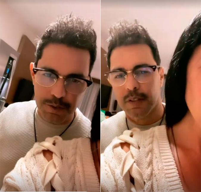 Zezé Di Camargo surge de bigode: - <i>Freddie Mercury</i>