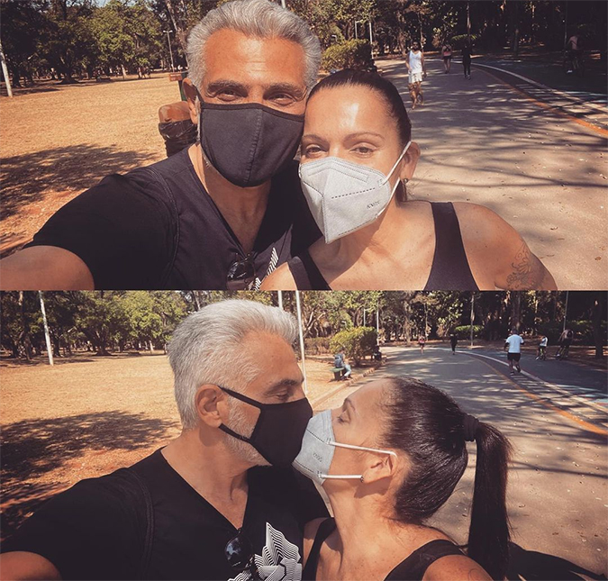 Após a morte do pai, Tarcísio Filho sai para correr ao lado da esposa: <I>Amor faz bem e cura</I>