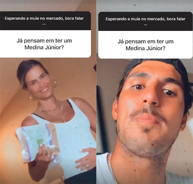 Yasmin Brunet coloca a mão na barriga ao ser questionada sobre filho com Gabriel Medina