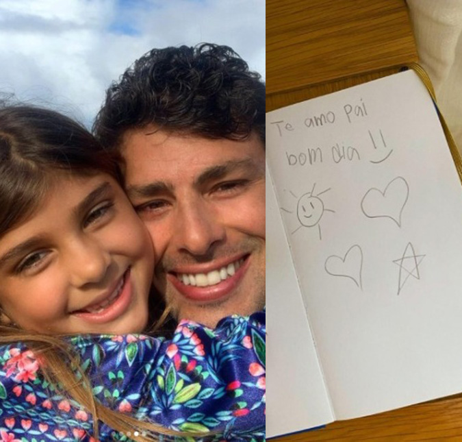 Cauã Reymond fica encantado com recado da filha, Sofia: <i>Como a pessoa começa o dia?</i>