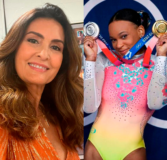 Fátima Bernardes dança <i>funk</i> com Rebeca Andrade ao vivo no <i>Encontro</i>; assista!