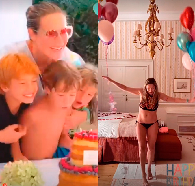 Luana Piovani comemora 45 anos de idade e posa com filhos em festa de aniversário