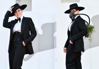 Bárbara Paz faz protesto durante o <I>Festival de Veneza</i>