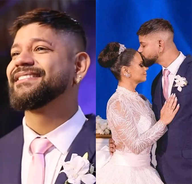 Em vídeo, Guilherme Militão se emociona com a entrada de Viviane Araújo na cerimônia de casamento; assista!