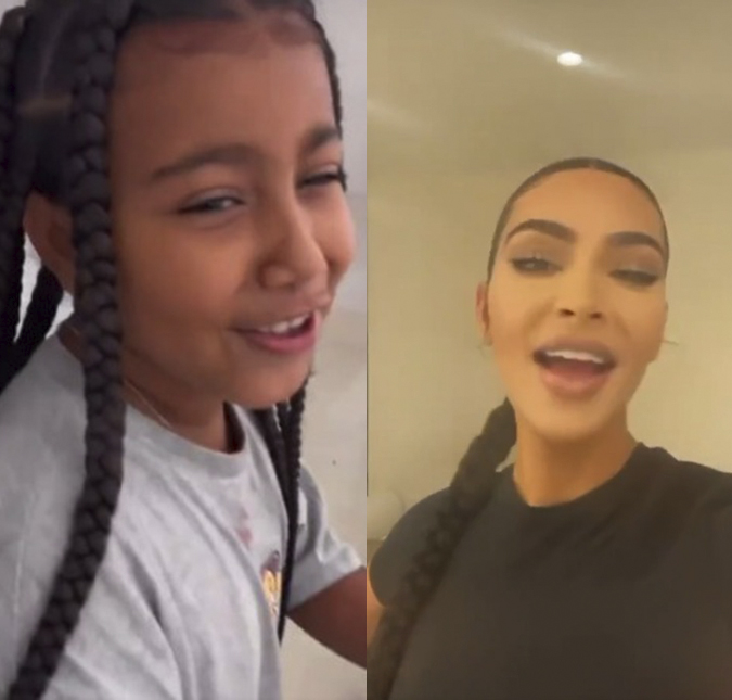 Kim Kardashian grava vídeo para o <i>Instagram</i> e ganha deboche de North West; assista!
