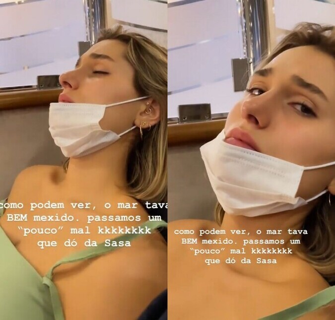 Sasha Meneghel passa mal durante viagem de barco pela Espanha