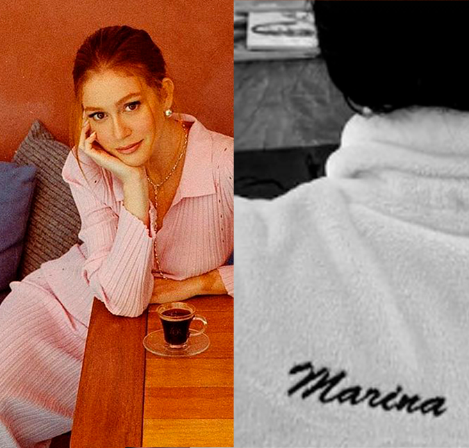 Marina Ruy Barbosa mostra namorado usando roupão com nome da atriz