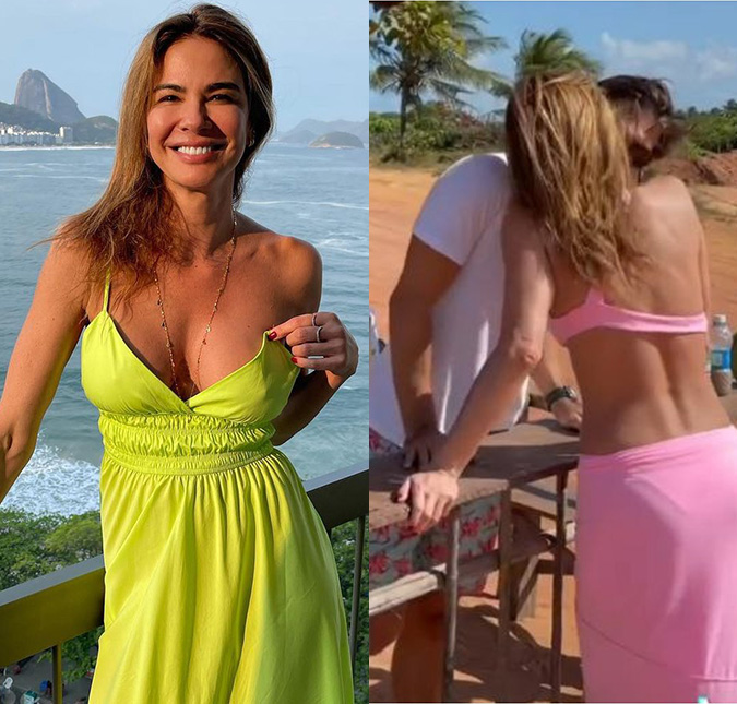 Luciana Gimenez surge beijando o namorado em vídeo e rebate pergunta sobre sexo selvagem: <i>Bati no wakeboard</i>
