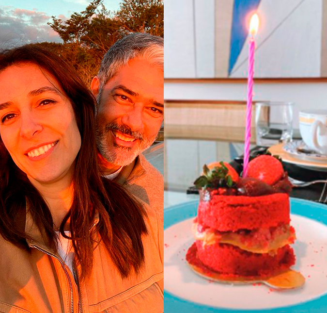 Natasha Dantas posta foto de bolo e parabeniza filhos de William Bonner por aniversário: <i>Bolo e amor</i>