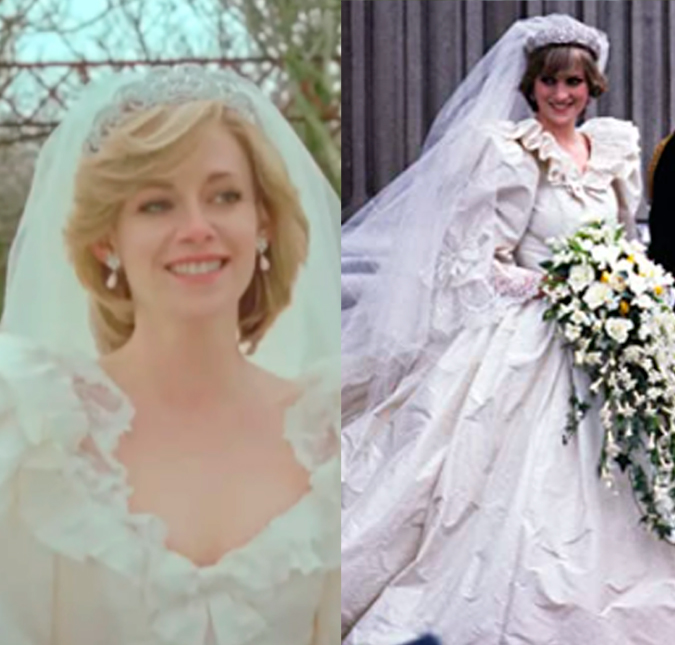 Kristen Stewart revela que usar réplica do vestido de noiva de princesa Diana foi <I>assustador</i>