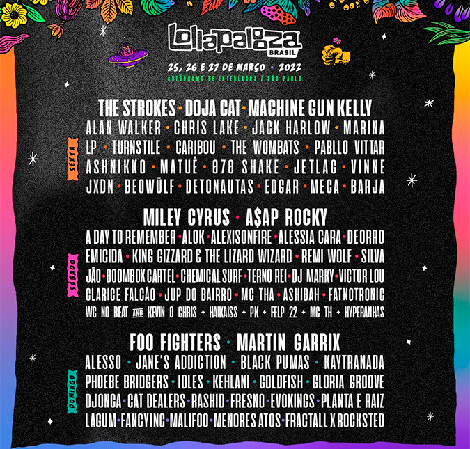 Miley Cyrus, Pabllo Vittar e muito mais; confira o <i>line-up</i> completo do <i>Lollapalooza</i> 2022!