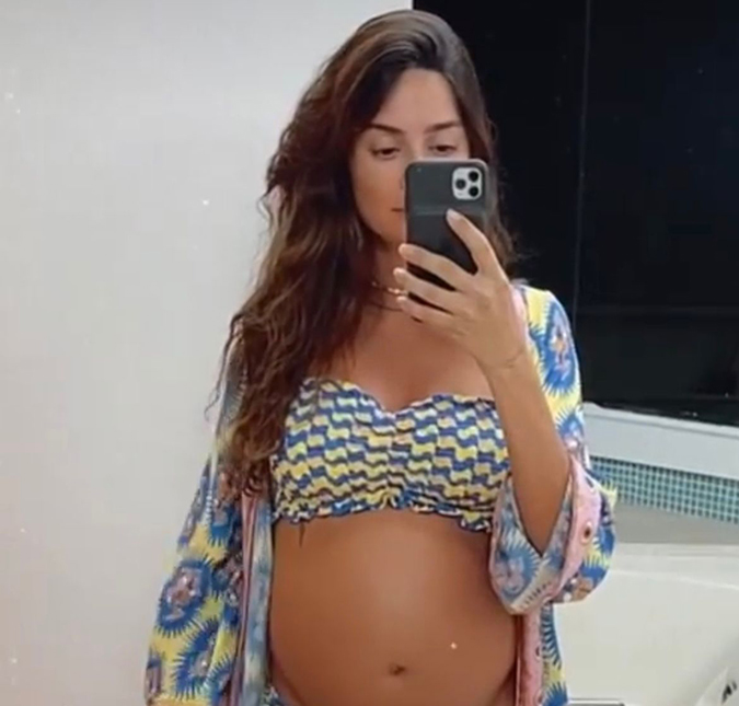 Thaila Ayala compartilha nas redes sociais registros do seu barrigão de grávida: <i>Tem alguém que não para de crescer</i>