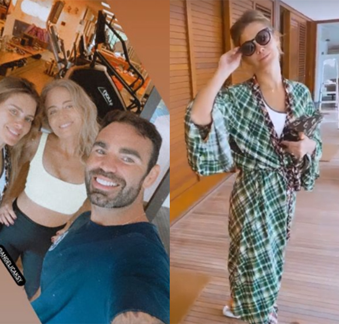 Angélica malha com Carolina Dieckmann e elogia roupa da atriz