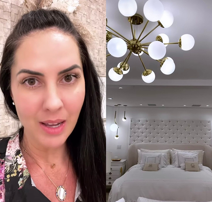 Graciele Lacerda mostra quarto que vai dividir com Zezé Di Camargo no seu triplex em São Paulo: - <i>Que luxo</i>