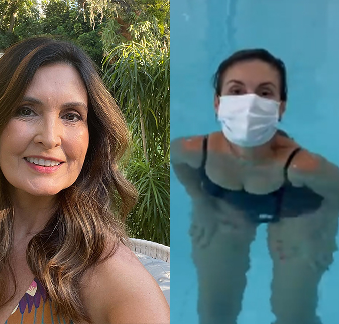 Após cirurgia no ombro, Fátima Bernardes faz primeira sessão de fisioterapia aquática