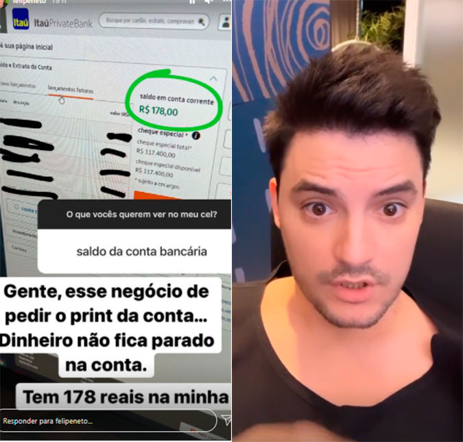 Felipe Neto exibe valor do limite do cheque especial e impressiona; confira