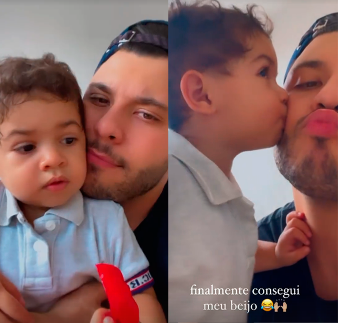 Murilo Huff recebe carinho do filho com Marília Mendonça e encanta a <I>web</i>