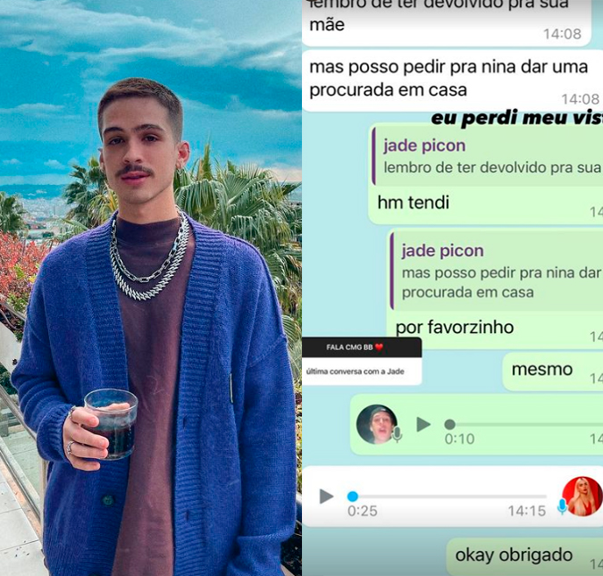 João Guilherme compartilha última conversa que teve com a ex, Jade Picon