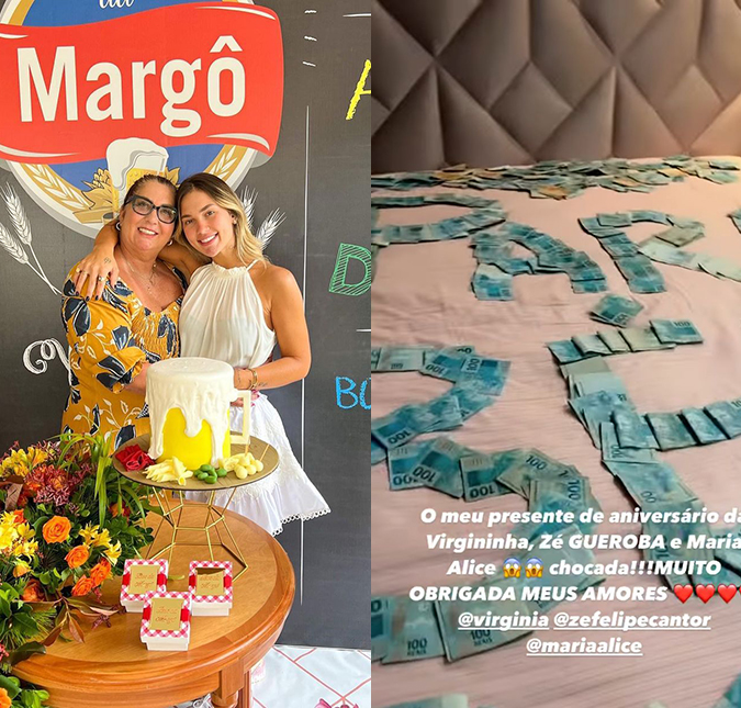 Mãe de Virginia Fonseca ganha 56 mil reais em notas de 100 da filha e de Zé Felipe; veja!
