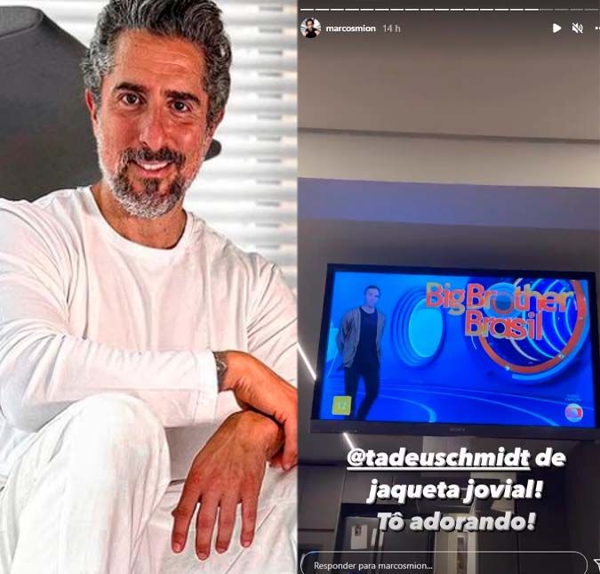Marcos Mion disse que estava assistindo ao BBB para depois comentar em seu programa e aproveitou para elogiar a jaqueta de Tadeu: Assumir a primeira temporada não é fácil, e eu sei bem. Quero convidar a todos vocês para emanar positividade para o Tadeu. [...] Vai Tadeuzola. Olha que jaqueta jovial, estou adorando!