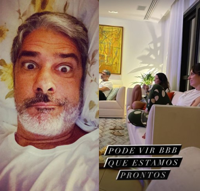 William Bonner aparece em momento descontraído com a família assistindo à estreia do <i>Big Brother Brasil 2022</i>