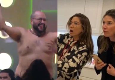 Patrícia e Rebeca Abravanel ficam boquiabertas com <i>strip</i> de Tiago no <i>BBB22</i>