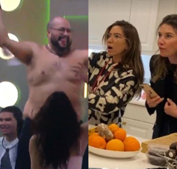 Patrícia e Rebeca Abravanel ficam boquiabertas com <i>strip</i> de Tiago no <i>BBB22</i>