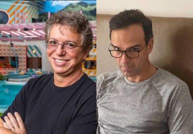 Boninho ajuda Tadeu Schmidt com discurso do paredão: <i>Vem fazer cantoria aqui fora</i>