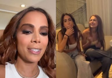 Gabi Brandt e Sarah Poncio encontram Anitta em Los Angeles: <i>- Botou o cropped!</i>